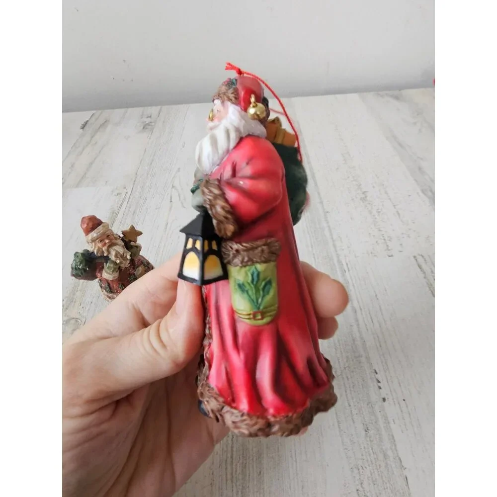 Vintage Father Christmas ornament figurine statue Xmas lantern‎ star tree
